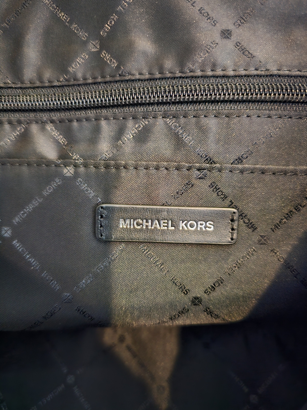 Michael Kors Black Gray MK Monogram Travel Duffel Bag - Picture 10 of 14